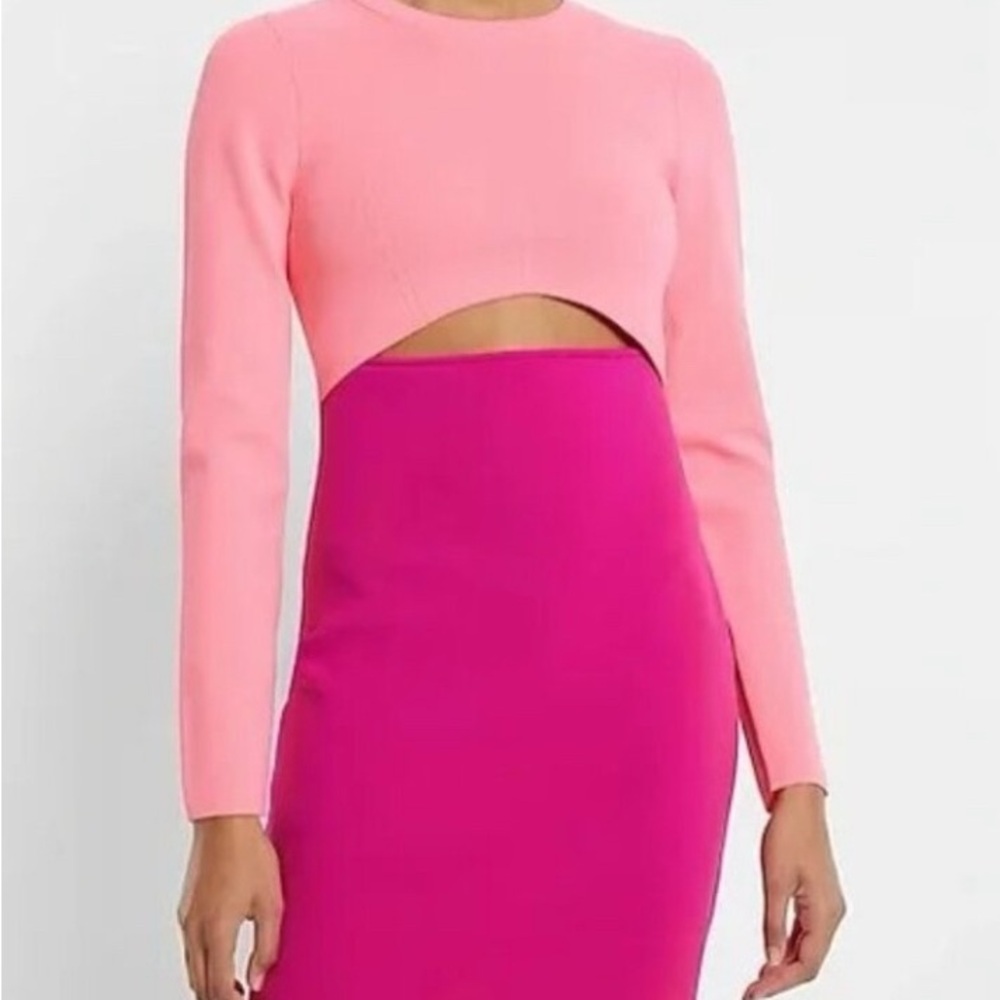 Express Pink and Fuchsia Cut-Out Dress
